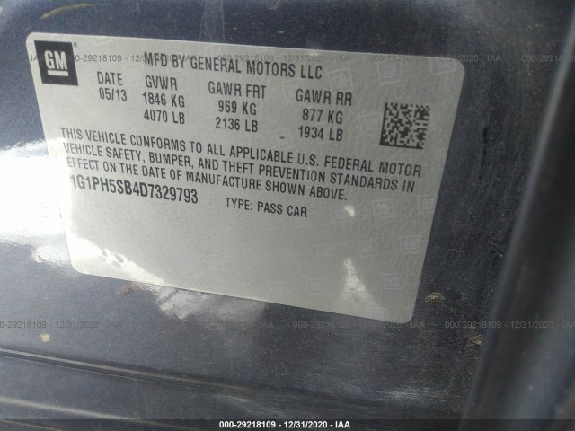 Photo 8 VIN: 1G1PH5SB4D7329793 - CHEVROLET CRUZE 