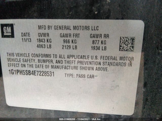 Photo 8 VIN: 1G1PH5SB4E7228531 - CHEVROLET CRUZE 