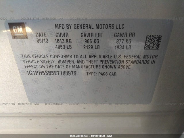 Photo 8 VIN: 1G1PH5SB5E7188976 - CHEVROLET CRUZE 