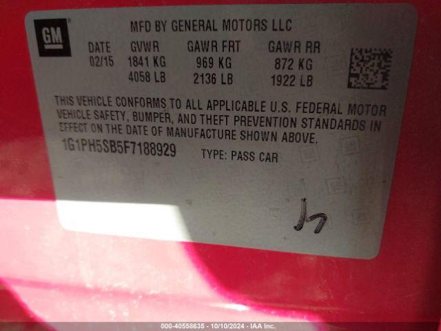 Photo 8 VIN: 1G1PH5SB5F7188929 - CHEVROLET CRUZE 