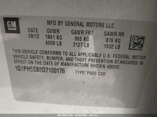 Photo 8 VIN: 1G1PH5SB8D7100176 - CHEVROLET CRUZE 