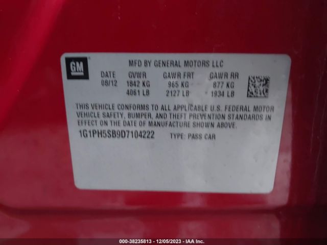 Photo 8 VIN: 1G1PH5SB9D7104222 - CHEVROLET CRUZE 