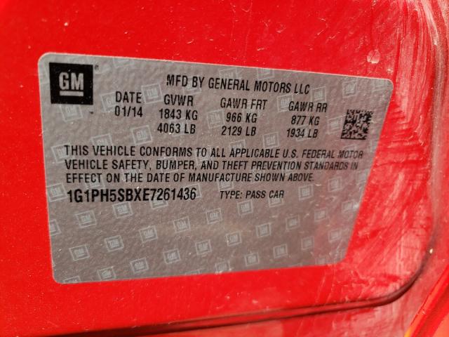 Photo 9 VIN: 1G1PH5SBXE7261436 - CHEVROLET CRUZE ECO 