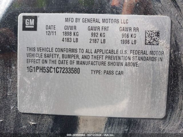 Photo 8 VIN: 1G1PH5SC1C7233580 - CHEVROLET CRUZE 