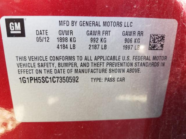 Photo 9 VIN: 1G1PH5SC1C7350592 - CHEVROLET CRUZE LTZ 