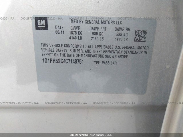 Photo 8 VIN: 1G1PH5SC4C7148751 - CHEVROLET CRUZE 