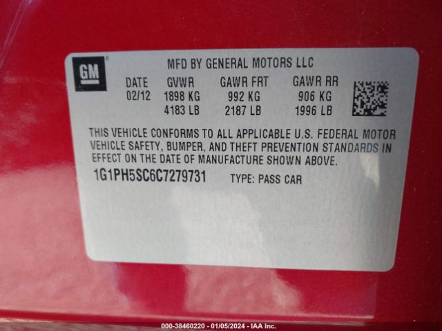 Photo 8 VIN: 1G1PH5SC6C7279731 - CHEVROLET CRUZE 