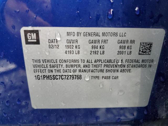 Photo 11 VIN: 1G1PH5SC7C7279768 - CHEVROLET CRUZE 