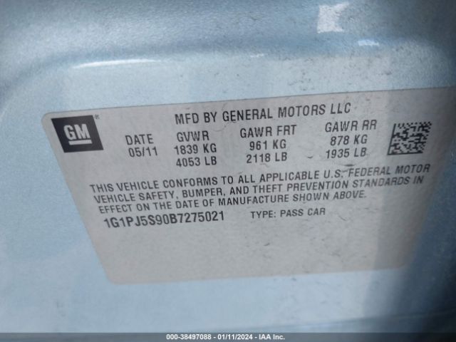 Photo 8 VIN: 1G1PJ5S90B7275021 - CHEVROLET CRUZE 