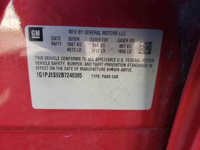 Photo 9 VIN: 1G1PJ5S92B7248385 - CHEVROLET CRUZE ECO 