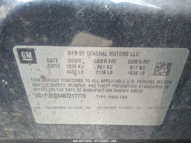 Photo 8 VIN: 1G1PJ5S94B7217770 - CHEVROLET CRUZE 