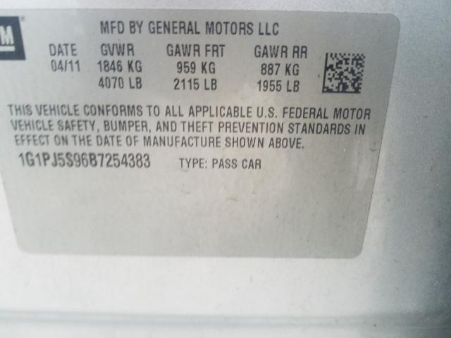 Photo 9 VIN: 1G1PJ5S96B7254383 - CHEVROLET CRUZE ECO 