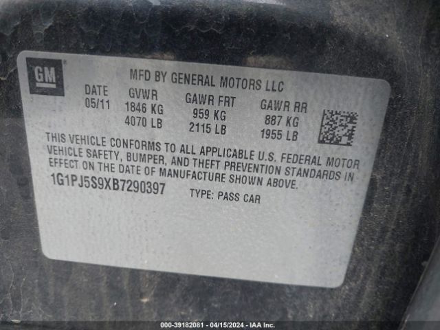 Photo 8 VIN: 1G1PJ5S9XB7290397 - CHEVROLET CRUZE 