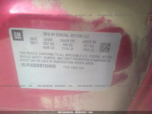 Photo 8 VIN: 1G1PJ5S9XB7304900 - CHEVROLET CRUZE 