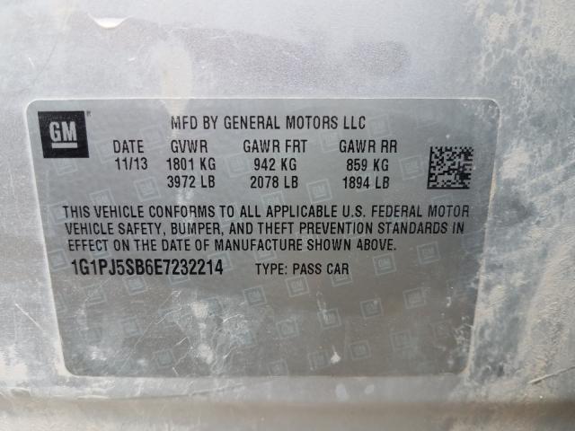 Photo 9 VIN: 1G1PJ5SB6E7232214 - CHEVROLET CRUZE ECO 