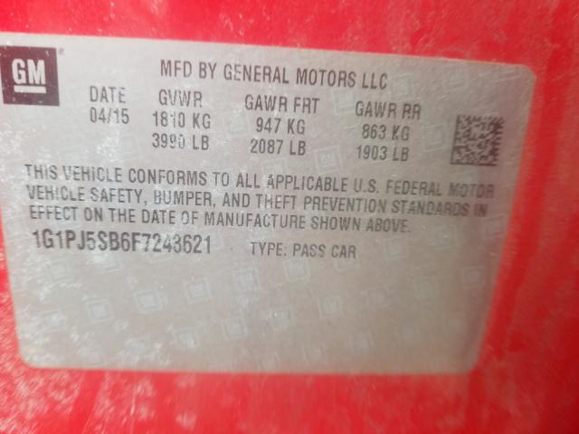 Photo 9 VIN: 1G1PJ5SB6F7243621 - CHEVROLET CRUZE ECO 