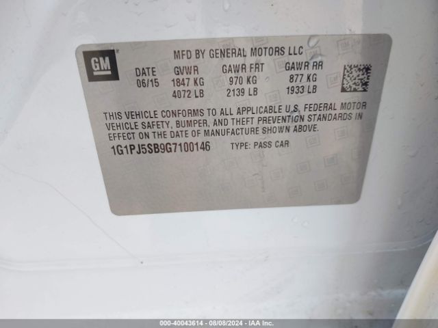 Photo 8 VIN: 1G1PJ5SB9G7100146 - CHEVROLET CRUZE LIMITED 