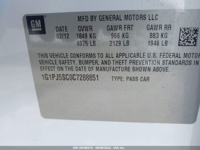 Photo 8 VIN: 1G1PJ5SC0C7288851 - CHEVROLET CRUZE 