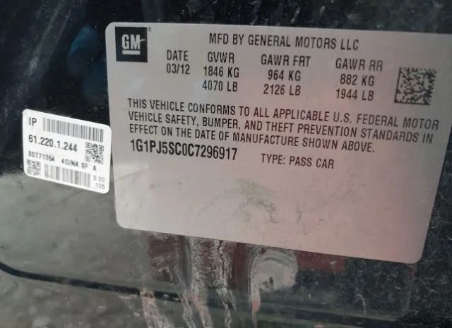 Photo 8 VIN: 1G1PJ5SC0C7296917 - CHEVROLET CRUZE 