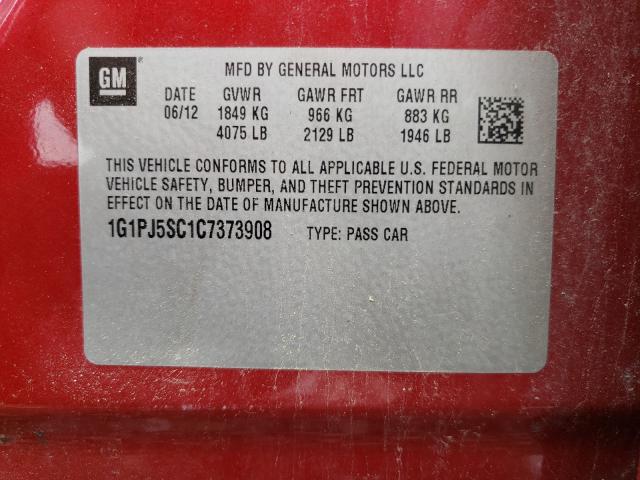 Photo 9 VIN: 1G1PJ5SC1C7373908 - CHEVROLET CRUZE ECO 