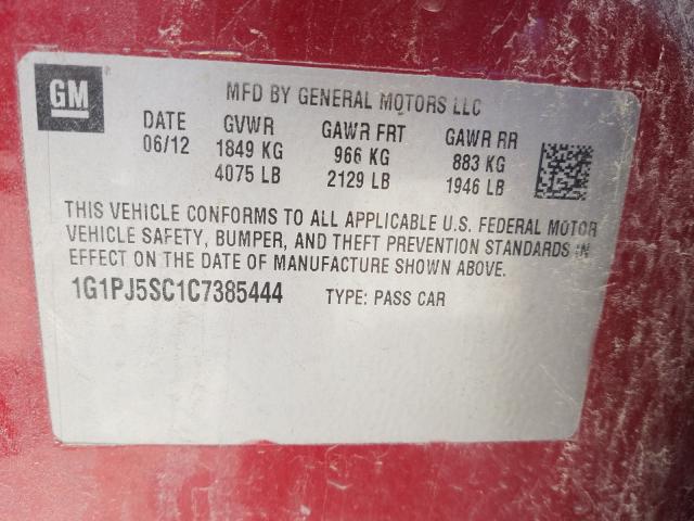 Photo 9 VIN: 1G1PJ5SC1C7385444 - CHEVROLET CRUZE ECO 