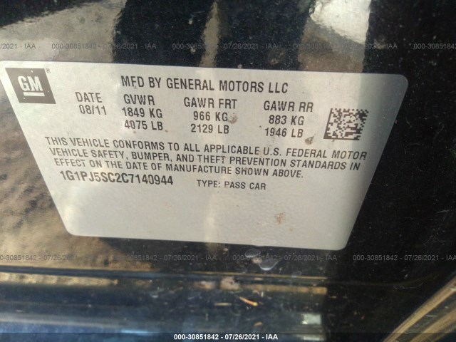 Photo 8 VIN: 1G1PJ5SC2C7140944 - CHEVROLET CRUZE 