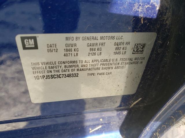 Photo 9 VIN: 1G1PJ5SC3C7348332 - CHEVROLET CRUZE ECO 