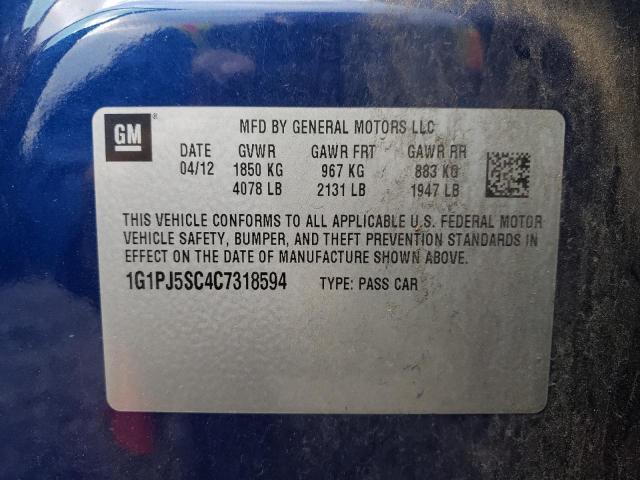 Photo 9 VIN: 1G1PJ5SC4C7318594 - CHEVROLET CRUZE ECO 