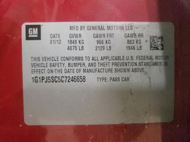 Photo 9 VIN: 1G1PJ5SC5C7246658 - CHEVROLET CRUZE ECO 