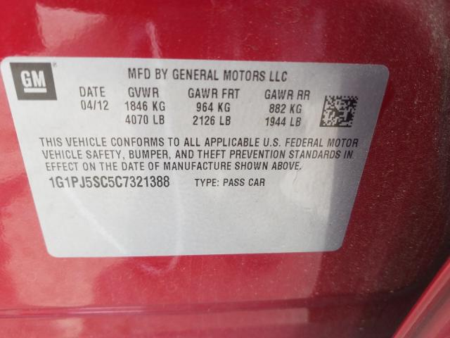 Photo 9 VIN: 1G1PJ5SC5C7321388 - CHEVROLET CRUZE ECO 