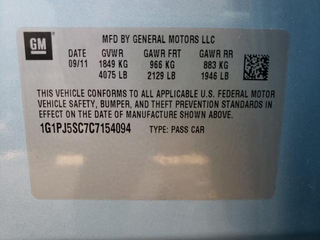 Photo 9 VIN: 1G1PJ5SC7C7154094 - CHEVROLET CRUZE ECO 