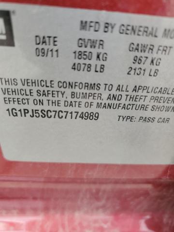 Photo 10 VIN: 1G1PJ5SC7C7174989 - CHEVROLET CRUZE 