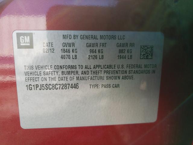 Photo 9 VIN: 1G1PJ5SC8C7287446 - CHEVROLET CRUZE ECO 