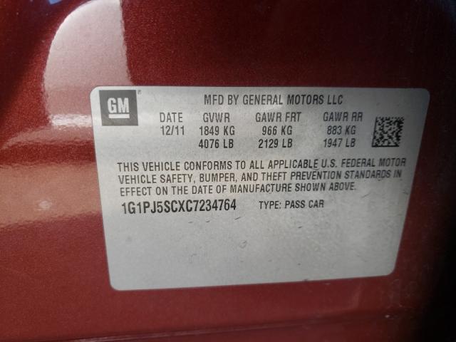 Photo 9 VIN: 1G1PJ5SCXC7234764 - CHEVROLET CRUZE ECO 