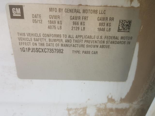 Photo 9 VIN: 1G1PJ5SCXC7357982 - CHEVROLET CRUZE ECO 