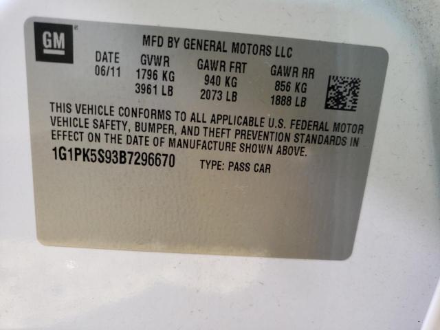 Photo 9 VIN: 1G1PK5S93B7296670 - CHEVROLET CRUZE 