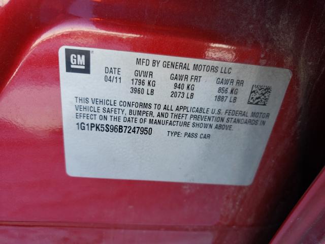 Photo 9 VIN: 1G1PK5S96B7247950 - CHEVROLET CRUZE ECO 