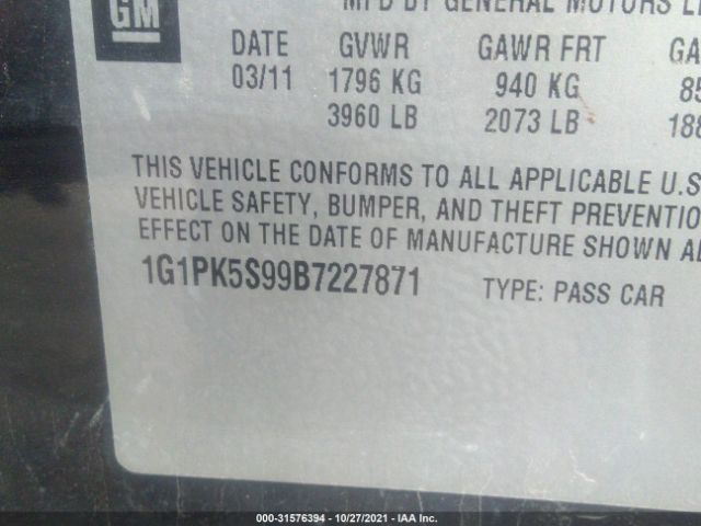 Photo 8 VIN: 1G1PK5S99B7227871 - CHEVROLET CRUZE 