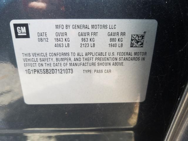 Photo 9 VIN: 1G1PK5SB2D7121073 - CHEVROLET CRUZE LT 