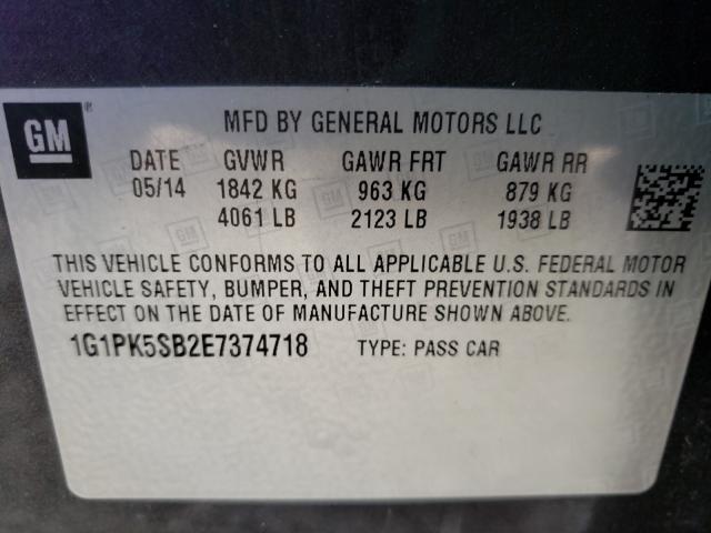 Photo 9 VIN: 1G1PK5SB2E7374718 - CHEVROLET CRUZE LT 