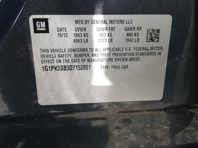 Photo 9 VIN: 1G1PK5SB3D7152851 - CHEVROLET CRUZE LT 