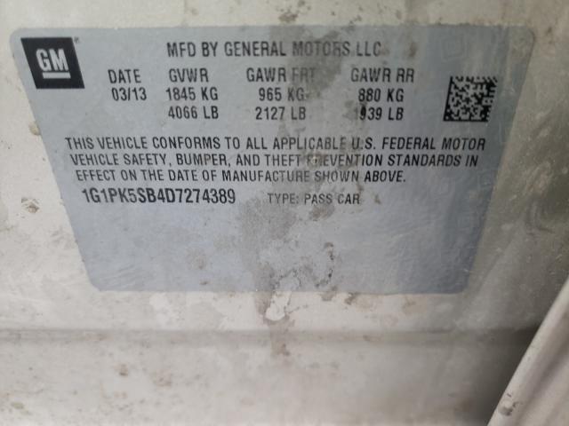 Photo 9 VIN: 1G1PK5SB4D7274389 - CHEVROLET CRUZE LT 