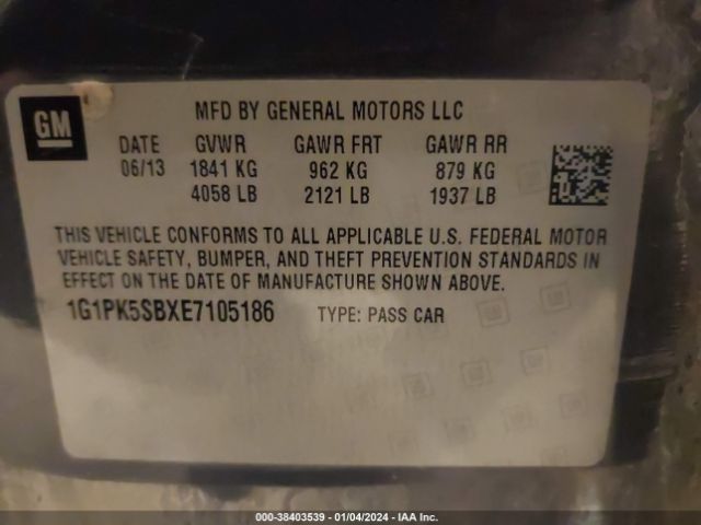 Photo 8 VIN: 1G1PK5SBXE7105186 - CHEVROLET CRUZE 