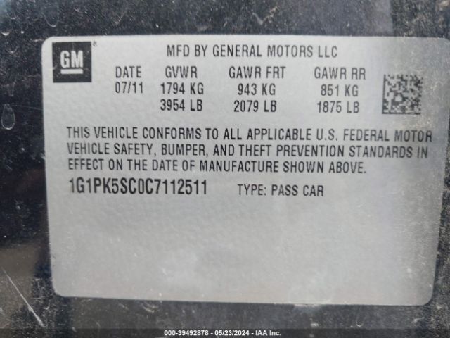 Photo 8 VIN: 1G1PK5SC0C7112511 - CHEVROLET CRUZE 