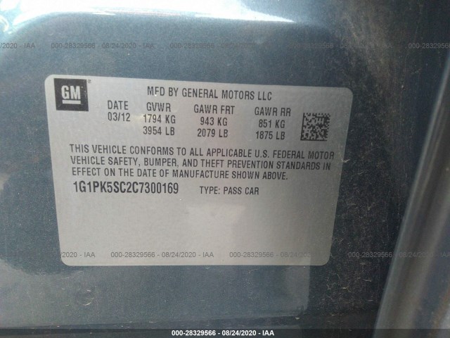 Photo 8 VIN: 1G1PK5SC2C7300169 - CHEVROLET CRUZE 