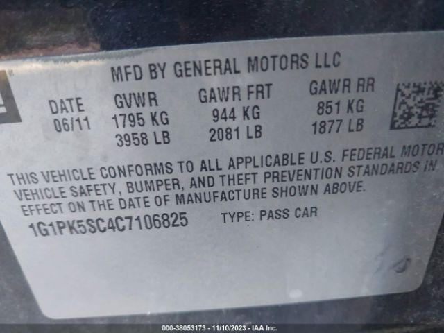 Photo 8 VIN: 1G1PK5SC4C7106825 - CHEVROLET CRUZE 