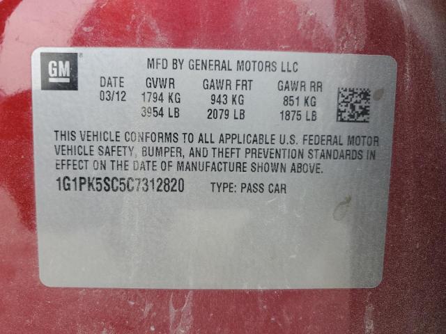 Photo 11 VIN: 1G1PK5SC5C7312820 - CHEVROLET CRUZE ECO 