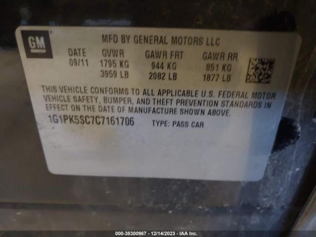 Photo 8 VIN: 1G1PK5SC7C7161706 - CHEVROLET CRUZE 