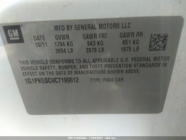 Photo 8 VIN: 1G1PK5SC9C7199812 - CHEVROLET CRUZE 