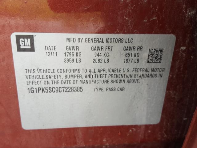 Photo 9 VIN: 1G1PK5SC9C7228385 - CHEVROLET CRUZE ECO 